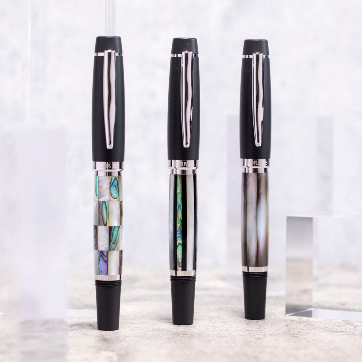 Opus 88 Shell Black Mother of Pearl Fountain pen - SCOOBOO - OP88_SHL_BLK_MOP_FPEF_98031502_EF - Fountain Pen