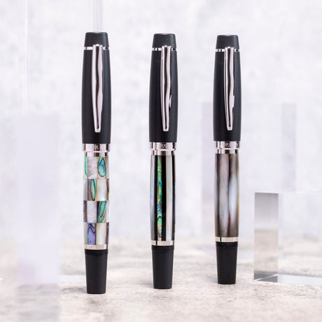 Opus 88 Shell Black Mother of Pearl Fountain pen - SCOOBOO - OP88_SHL_BLK_MOP_FPEF_98031502_EF - Fountain Pen