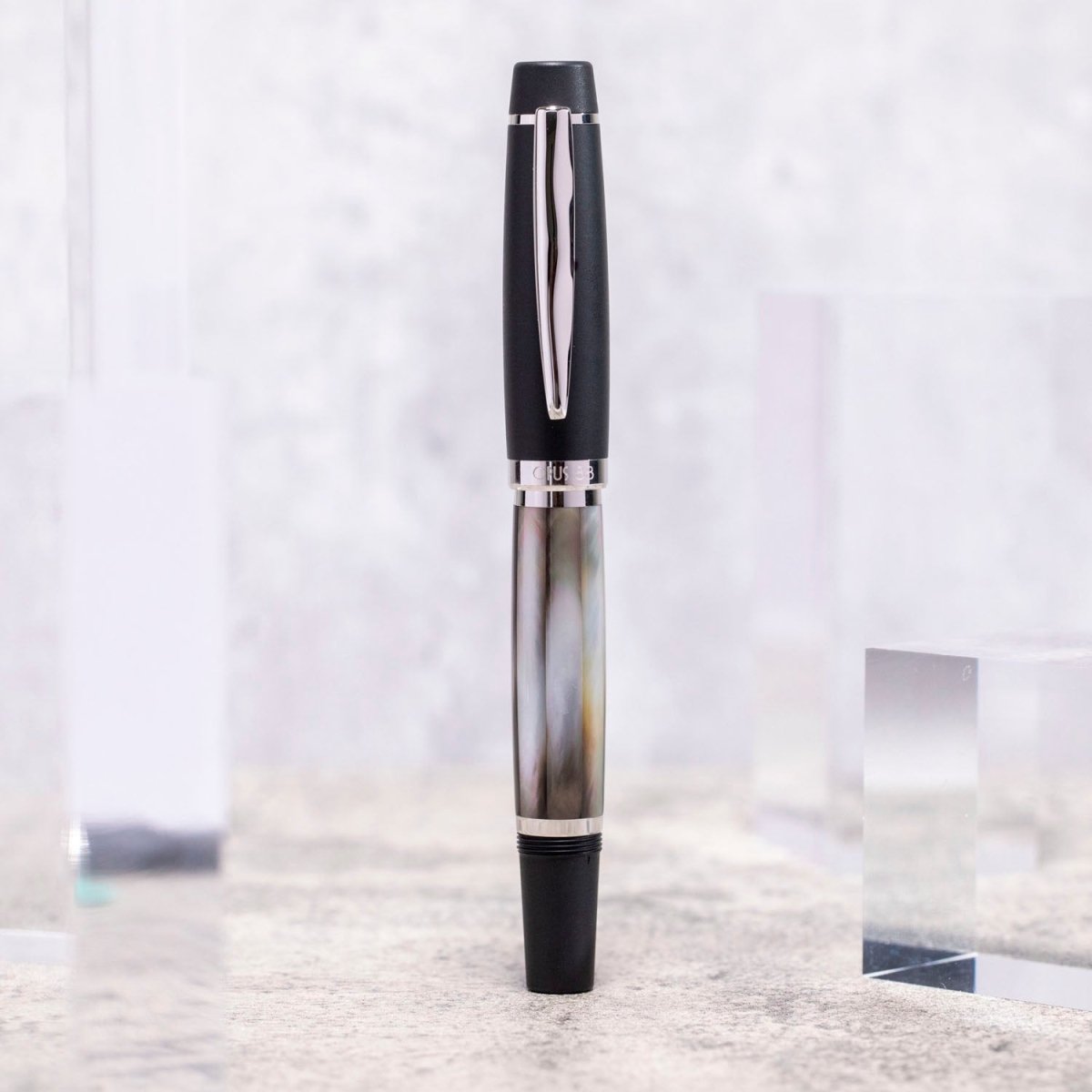 Opus 88 Shell Black Mother of Pearl Fountain pen - SCOOBOO - OP88_SHL_BLK_MOP_FPEF_98031502_EF - Fountain Pen