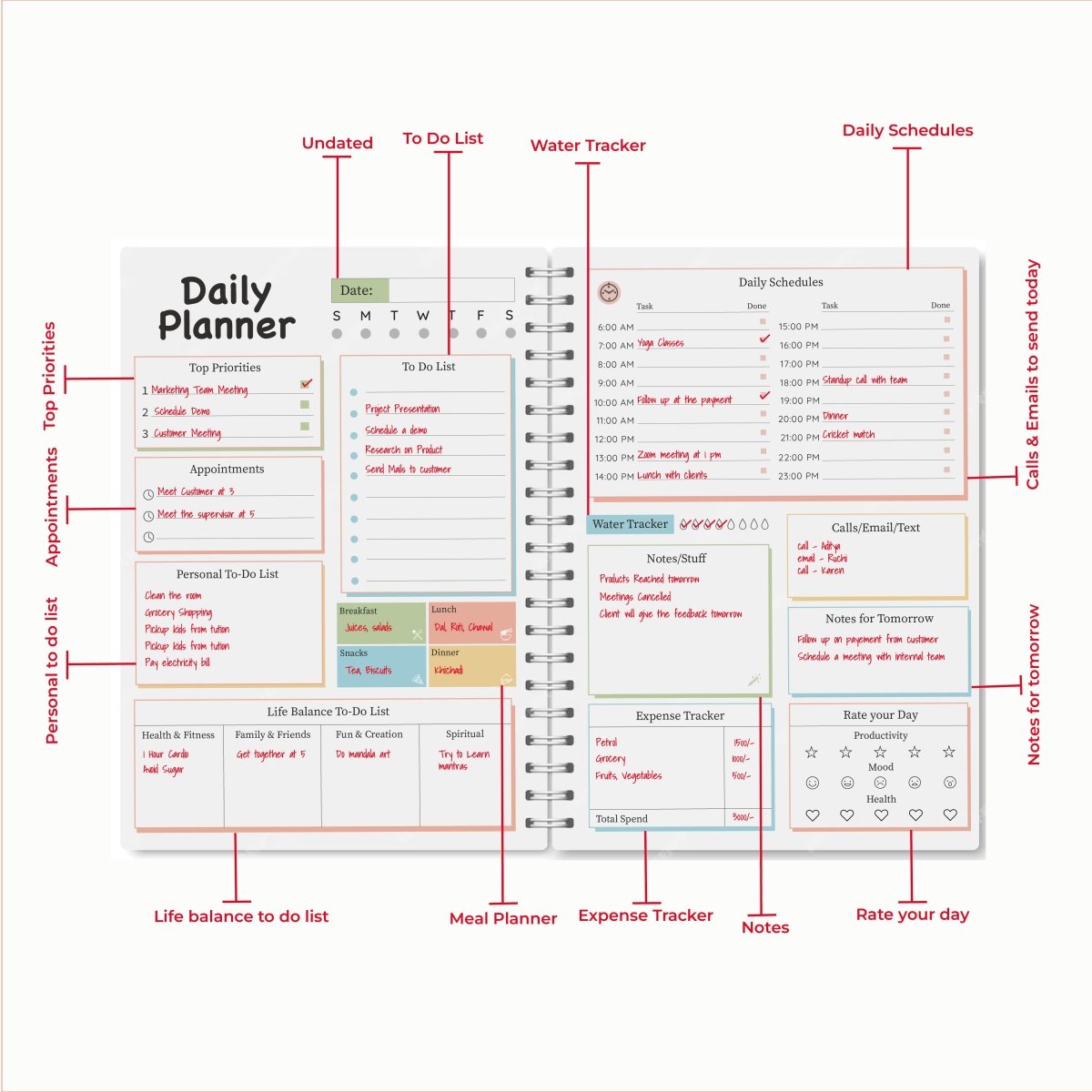 Papboo A5 Hardcover, Hardbound Daily Planner - SCOOBOO - DPRise&Slay - Planners