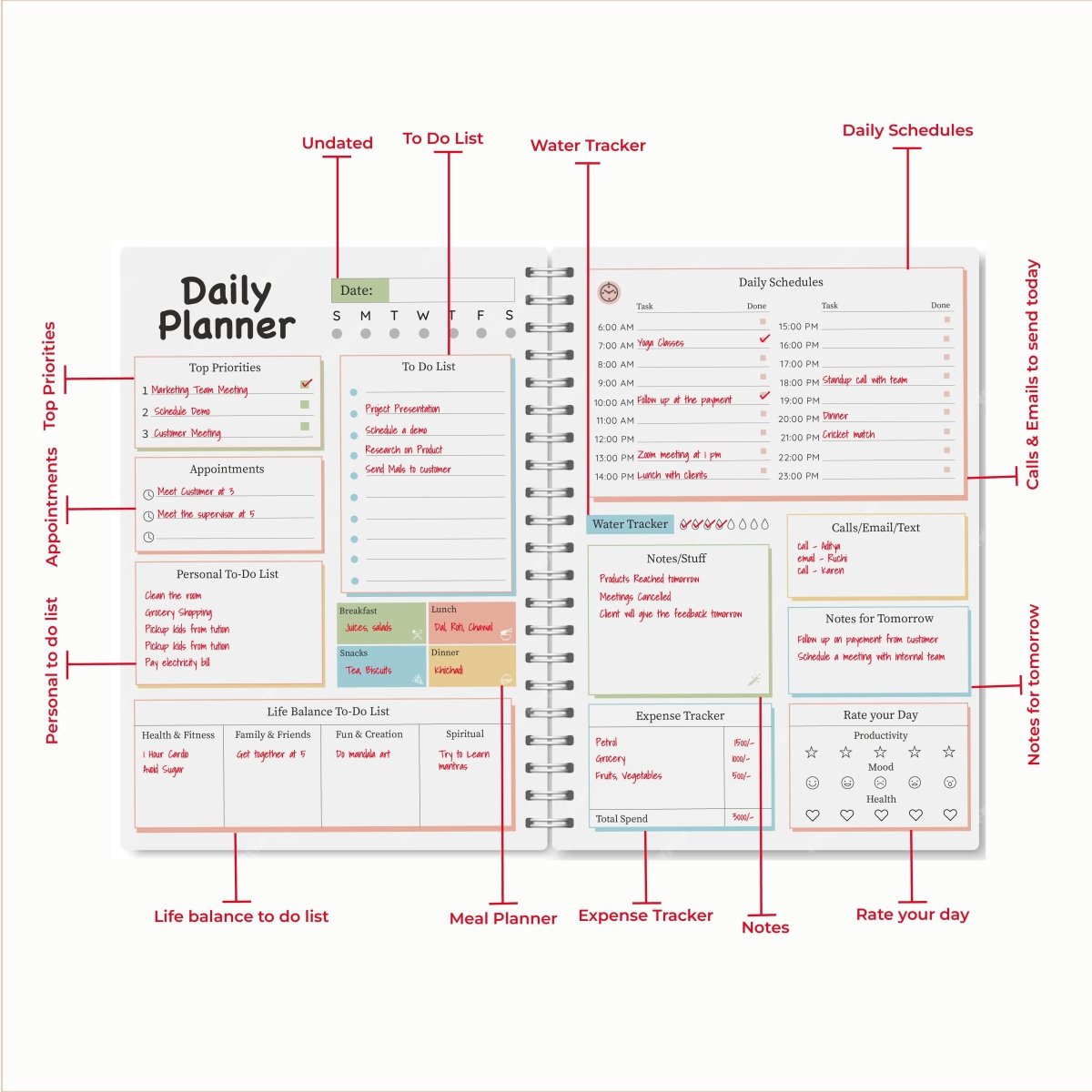 Papboo A5 Hardcover, Hardbound Daily Planner - SCOOBOO - DPBossvibe - Planners