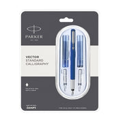 Parker Vector Standard Chrome Trim Calligraphy Fountain Pen With 4 ink Cartridges - SCOOBOO - 9000017372 - Fountain Pen