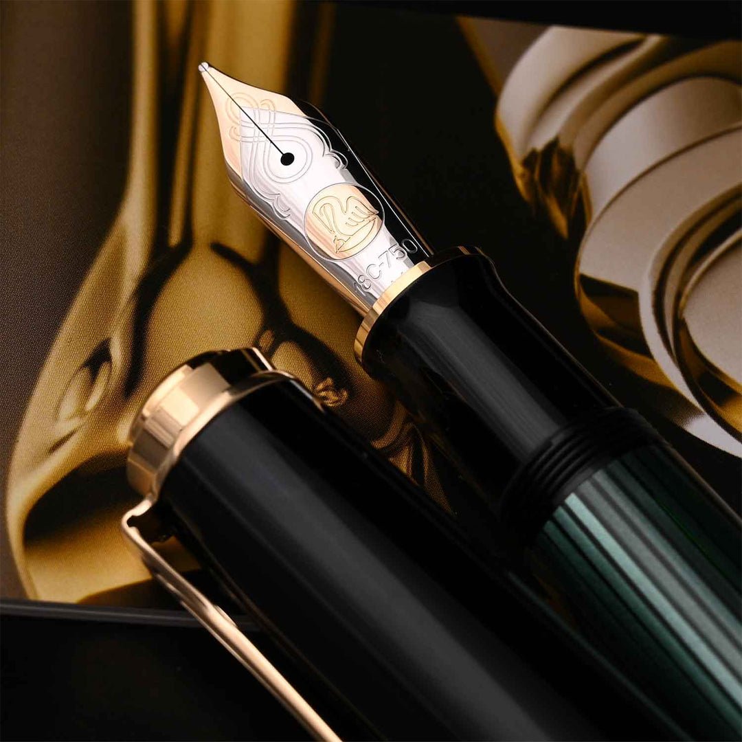 Pelikan Souveran M1000 Black/Green Fountain Pen - SCOOBOO - PEP_SVRN_M1000_BLKGRN_FPEF_987578 - Fountain Pen