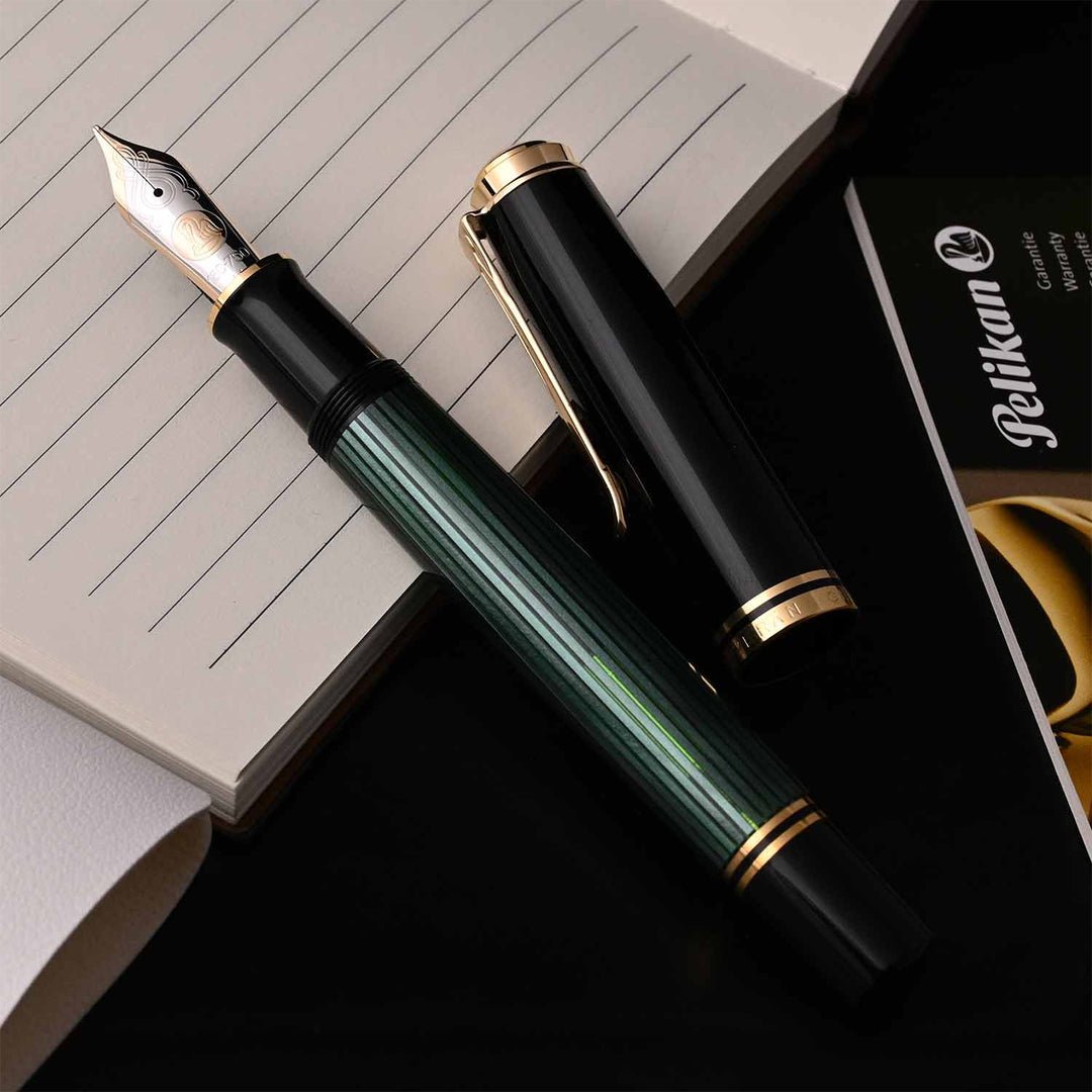 Pelikan Souveran M1000 Black/Green Fountain Pen - SCOOBOO - PEP_SVRN_M1000_BLKGRN_FPEF_987578 - Fountain Pen