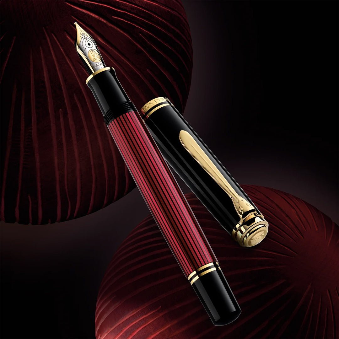 Pelikan Souveran M400 Black/Red Fountain Pen - SCOOBOO - PEP_SVRN_M400_BLKRED_FPEF_925131 - Fountain Pen