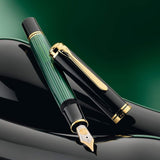 Pelikan Souveran M600 Black/Green Fountain Pen - SCOOBOO - PEP_SVRN_M600_BLKGRN_FPEF_979435 - Fountain Pen