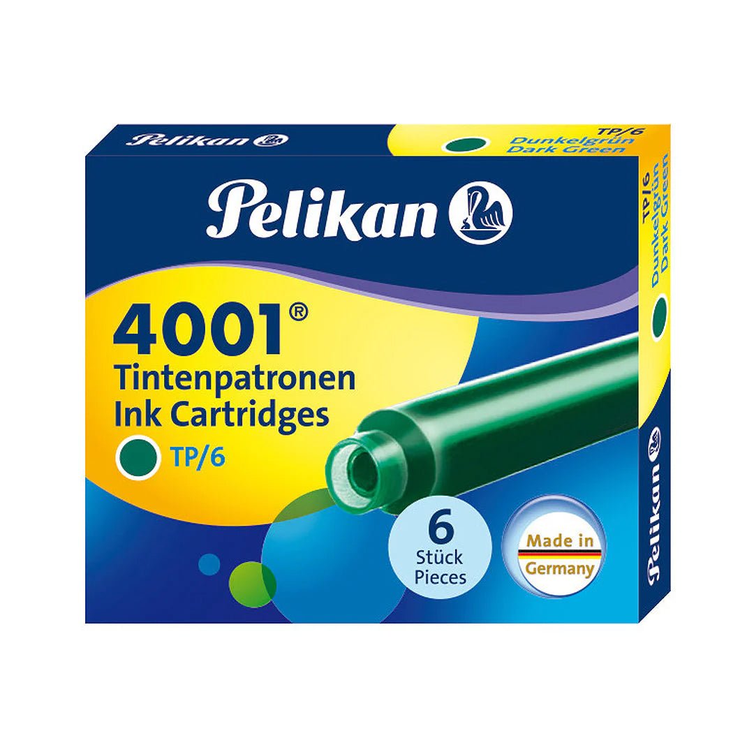 Pelikan TP/6 Short Ink Cartridge (Dark Green - Pack of 6) - SCOOBOO - PE_TP6_SHR_DK_GRN_INKCART_PK6_300087 - Ink Cartridge