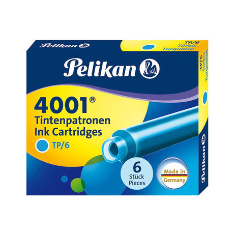 Pelikan TP/6 Short Ink Cartridge (Turquoise - Pack of 6) - SCOOBOO - PE_TP6_SHR_TUR_INKCART_PK6_301705 - Ink Cartridge