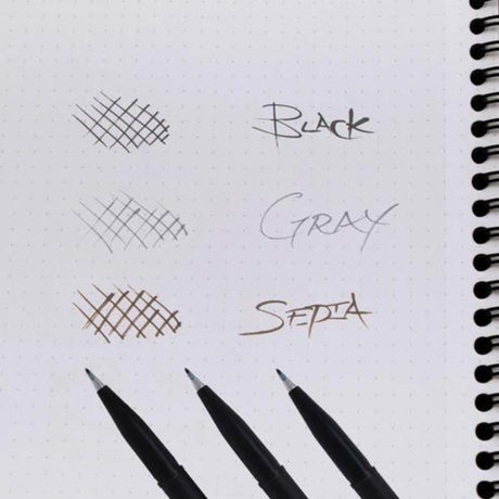 Pentel Brush Sign Pen - Black, Grey & Sepia Ink(Pack of 3) - SCOOBOO - SESP15 - Brush Pens