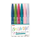 Pentel Brush Sign Pens Set of 6 - SCOOBOO - SES15C - 6STB - Brush Pens