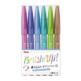 Pentel Brush Sign Pens Set of 6 - SCOOBOO - SES15C - 6STC - Brush Pens