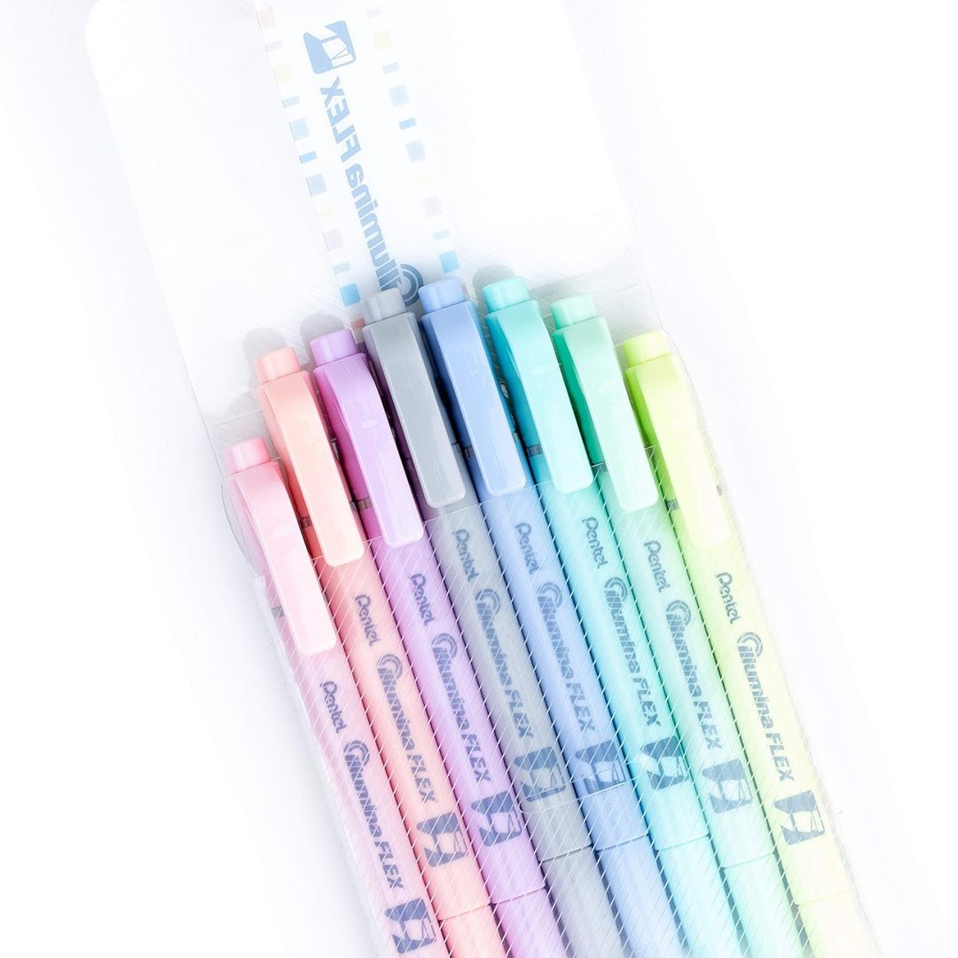 Pentel Dual Highlighter Pastel Illumina Flex (Twn) Set Of 8colors - SCOOBOO - SLW11P - 8E - Highlighter