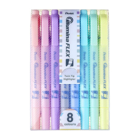 Pentel Dual Highlighter Pastel Illumina Flex (Twn) Set Of 8colors - SCOOBOO - SLW11P - 8E - Highlighter