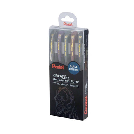 Pentel Energel Roller Gel Pen 0.7mm - Black Edition(Pack of 5) - SCOOBOO - BL417 - MIX - Gel Pens