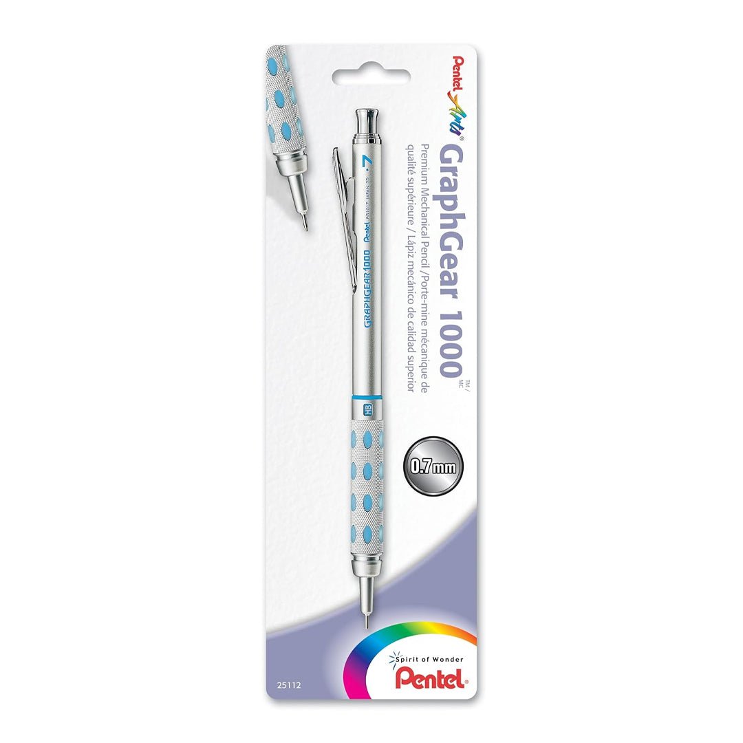 Pentel Graphgear 1000 Mechanical, Silver & Blue (PG1017) - SCOOBOO - PG1017 - Mechanical Pencil