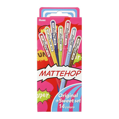 Pentel Rollerball Pen Matte Hop 1.0mm - Set of 14 - SCOOBOO - K110 - V14ST - Roller Ball Pen