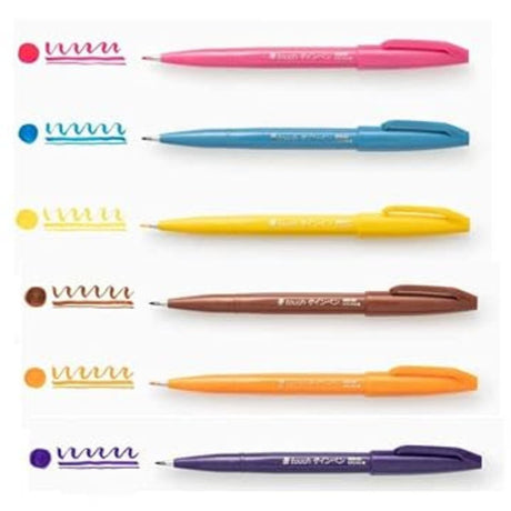 Pentel Water Based Brush Sign Pen(Pack of 6) - SCOOBOO - SES15C-6ST1 - Brush Pens