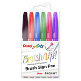 Pentel Water Based Brush Sign Pen(Pack of 6) - SCOOBOO - SES15C-6ST1 - Brush Pens