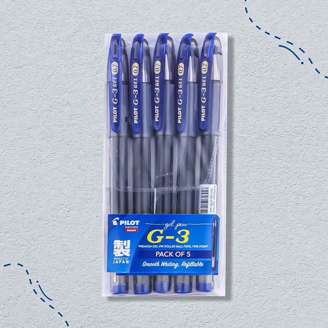 Pilot G-3 Gel Pens Pack Of 5 0.7mm - SCOOBOO - 9000030154 - Gel Pens