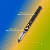 Pilot Hi-techpoint V7 Cartridge System Pen 0.7mm (Pack of 2) - SCOOBOO - 842 - Roller Ball Pen