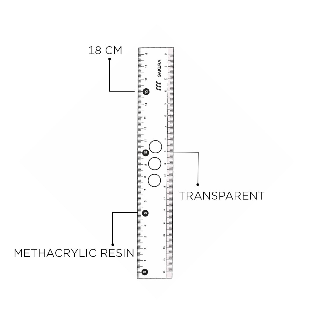 18cm Long Ruler Sakura Straight Line Ruler 18cm G Jogi - SCOOBOO - SCOOBOO