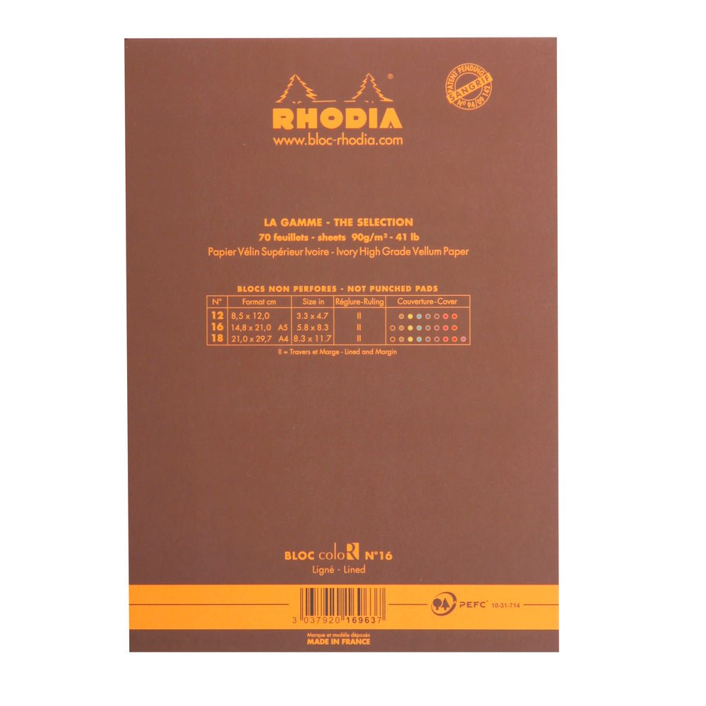 Rhodia Basics Chocolate N°16 Lined Notepad - SCOOBOO - RH16963C_BC_CHC_CLR_16_210148_NP - Notepad