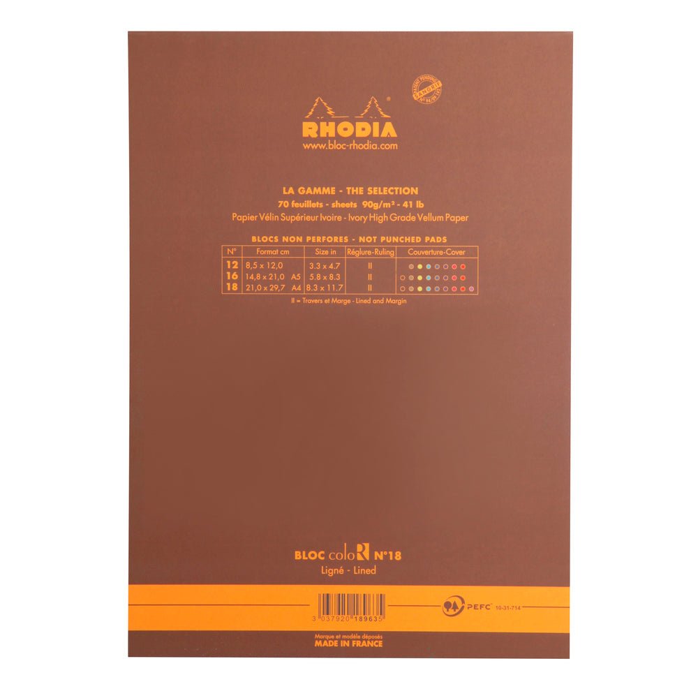 Rhodia Basics N°18 Lined Notepad - SCOOBOO - RH18963C_BC_CHC_CLR_18A4_297210_NP - Notepad