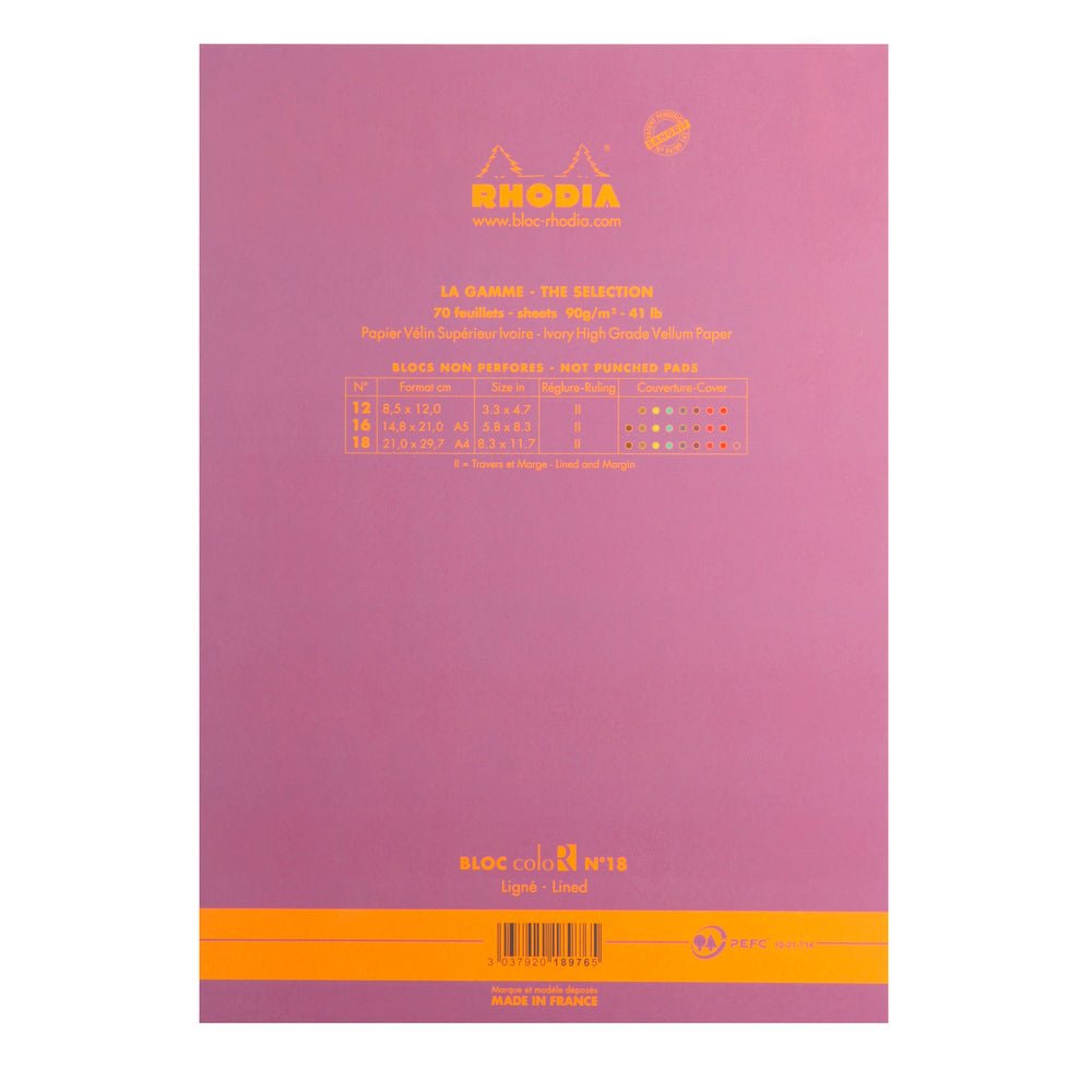 Rhodia Basics N°18 Lined Notepad - SCOOBOO - RH18976C_BC_CLR_18A4_297210_NP - Notepad