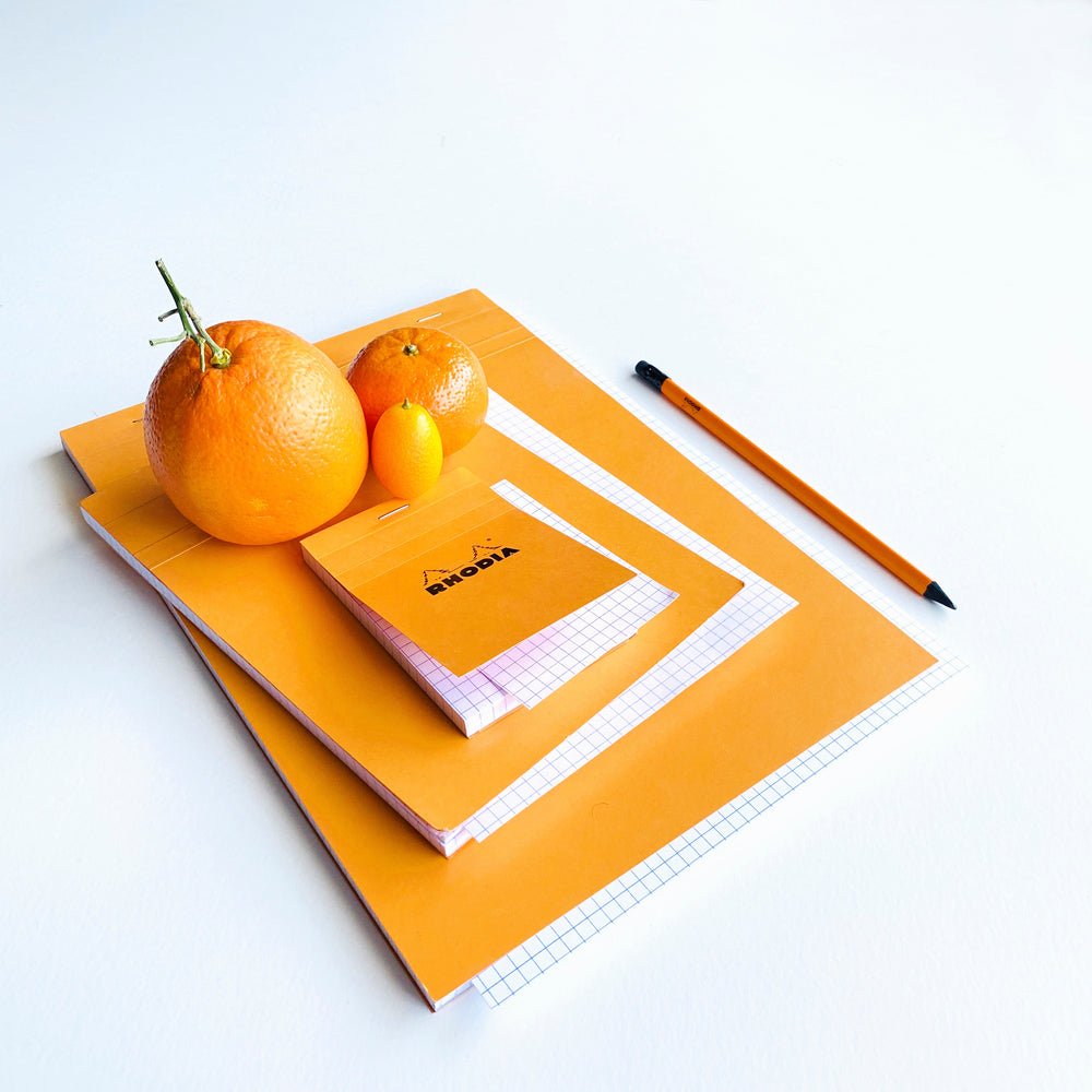 Rhodia Basics Orange Grid Notepad - SCOOBOO - RHBC_ORN_NP_52X75_GRID_10200C - Notepad