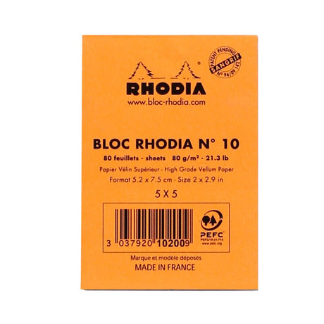 Rhodia Basics Orange Grid Notepad - SCOOBOO - RHBC_ORN_NP_52X75_GRID_10200C - Notepad