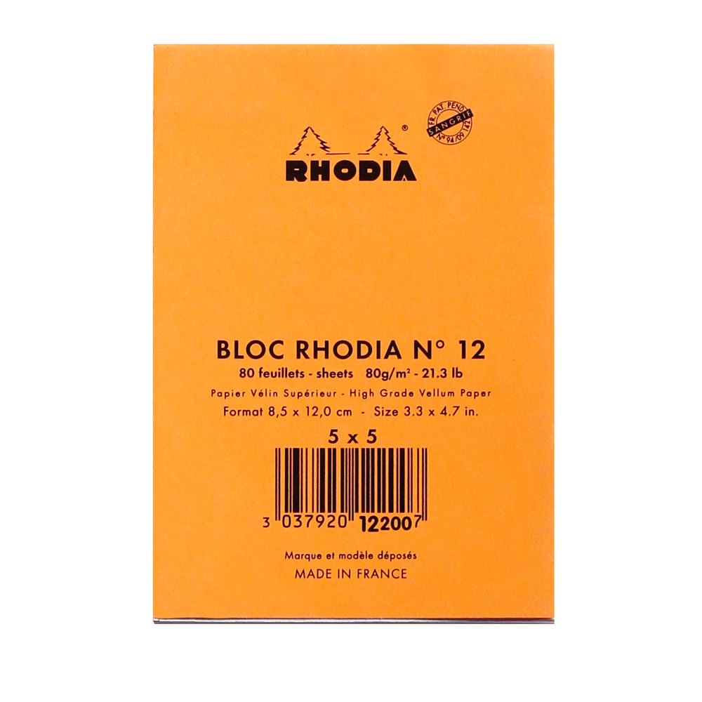 Rhodia Basics Orange Grid Notepad - SCOOBOO - RHBC_ORN_NP_85X120_GRID_12200C - Notepad