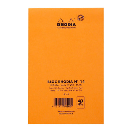 Rhodia Basics Orange Grid Notepad - SCOOBOO - RHBC_ORN_NP_110X170_GRID_14200C - Notepad