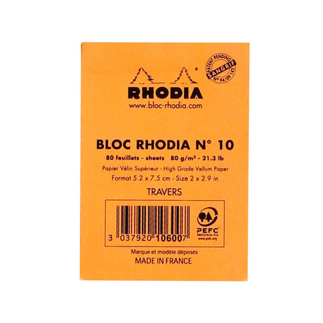 Rhodia Basics Orange Notepad - Lined - SCOOBOO - RHBC_ORN_NP_52X75_LINE_10600C - Notepad