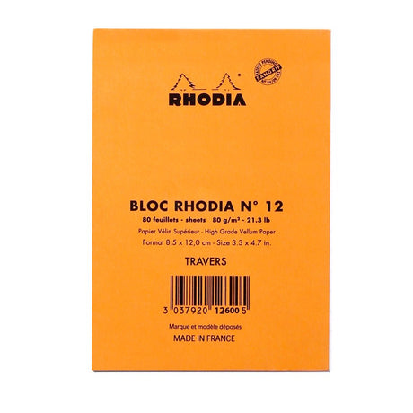 Rhodia Basics Orange Notepad - Lined - SCOOBOO - RHBC_ORN_NP_85X120_LINE_12600C - Notepad