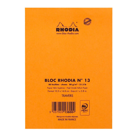 Rhodia Basics Orange Notepad - Lined - SCOOBOO - RH13600C_BC_ORN_LRL_13A6_148105_NP - Notepad