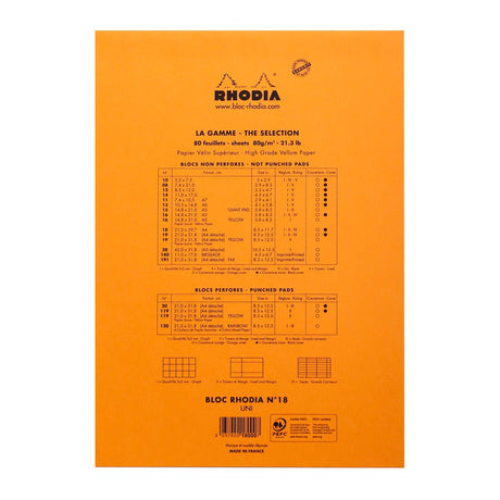 Rhodia Basics Orange Plain Notepad - SCOOBOO - RH18000C_BC_ORN_BLN_18A4_297210_NP - Notepad