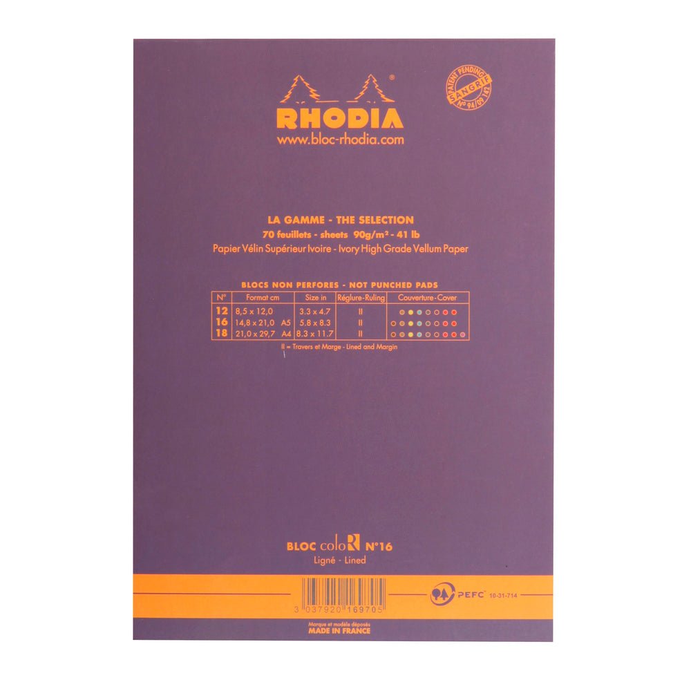 Rhodia Basics Purple Notepad - Lined - SCOOBOO - RH16970C_BC_PPL_CLR_16_210148_NP - Notepad