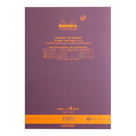 Rhodia Basics Purple Notepad - Lined - SCOOBOO - RH18970C_BC_PPL_CLR_18A4_297210_NP - Notepad