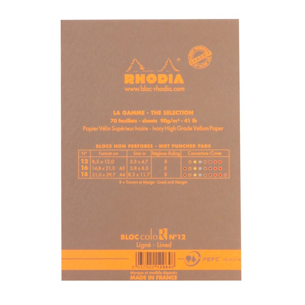 Rhodia Basics Taupe Notepad - Lined - SCOOBOO - RHBC_TPE_NP_85X120_LINE_12964C - Notepad