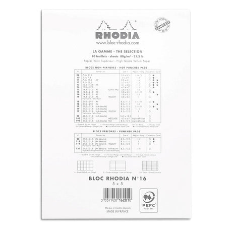 Rhodia Basics White Notepad - Grid - SCOOBOO - RHBC_WHT_NP_148X210_GRID_16201C - Notepad