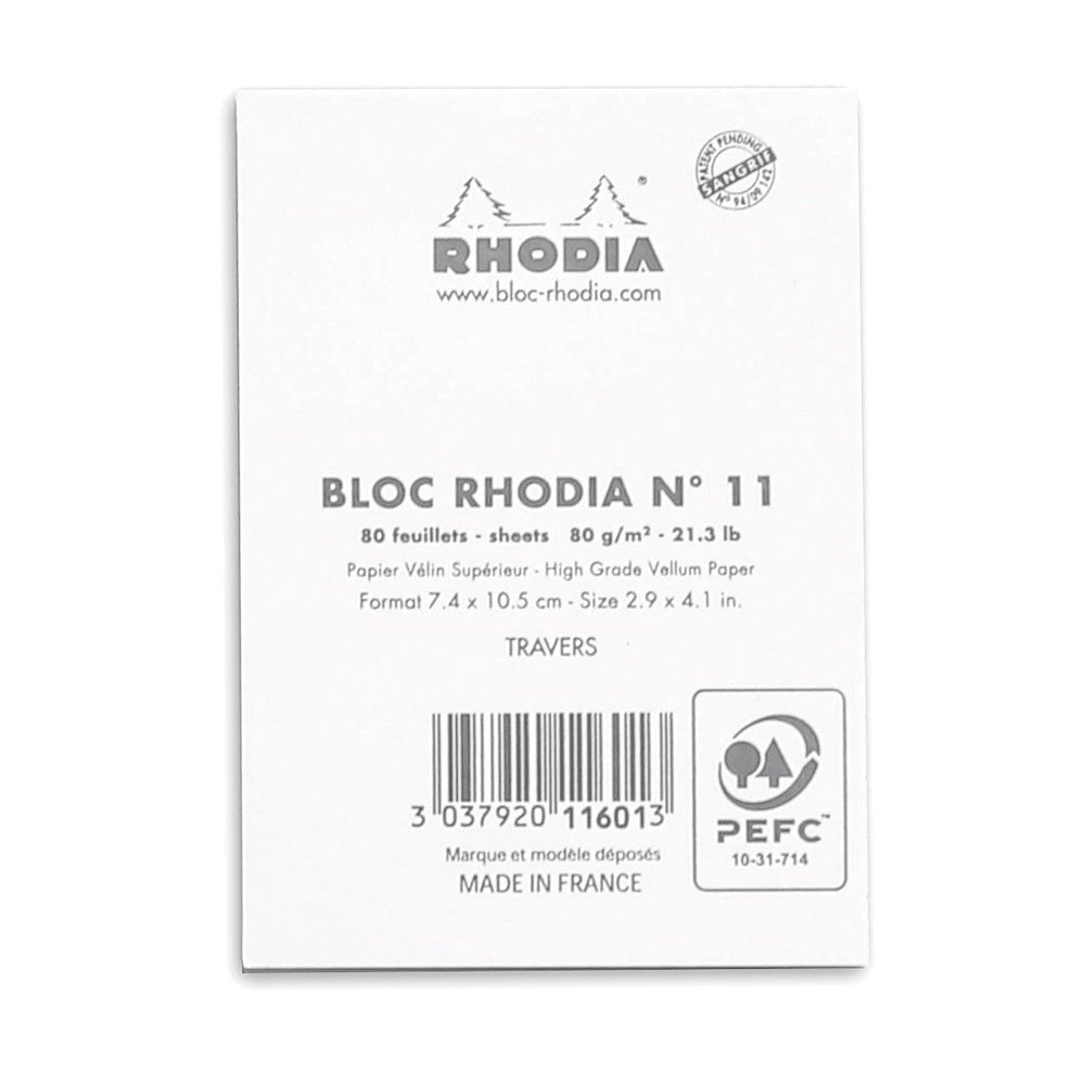 Rhodia Basics White Notepad - Lined - SCOOBOO - RHBC_WHT_NP_74X105_LINE_11601C - Notepad