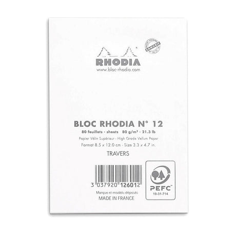 Rhodia Basics White Notepad - Lined - SCOOBOO - RH12601C_BC_White_LRL_12_120085_NP - Notepad