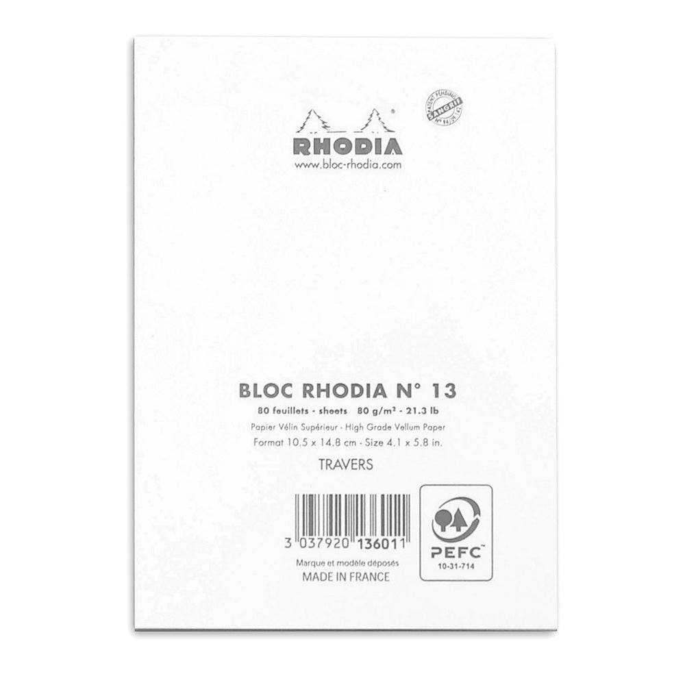 Rhodia Basics White Notepad - Lined - SCOOBOO - RH13601C_BC_WHT_LRL_A6_148105_NP - Notepad