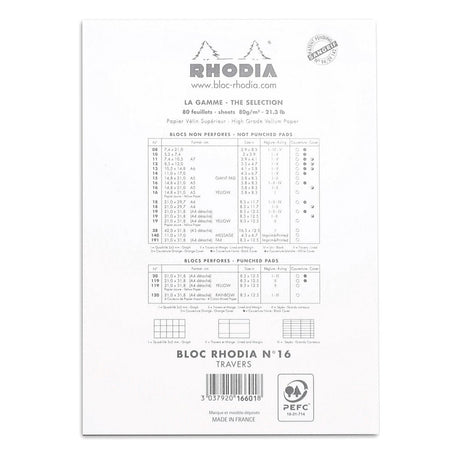 Rhodia Basics White Notepad - Lined - SCOOBOO - RH16601C_BC_WHT_LRL_16_210148_NP - Notepad