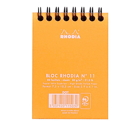 Rhodia Classic Orange N°11 Dotted Wirebound Notepad - SCOOBOO - RHCLC_ORN_NP_74X105_DOT_11503C - Notepad