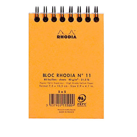 Rhodia Classic Orange Wiro bound Notepad - Grid - SCOOBOO - RHCLC_ORN_NP_74X105_GRID_11500C - Notepad