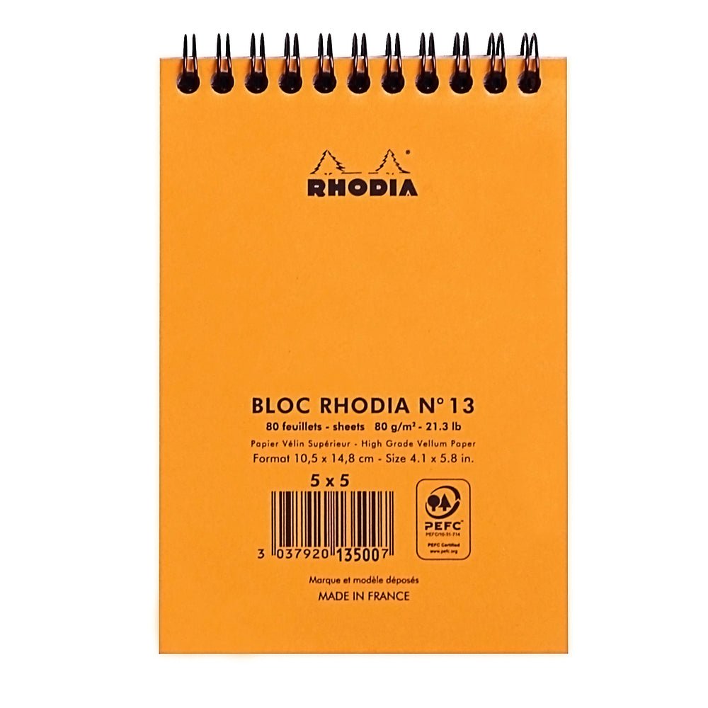 Rhodia Classic Orange Wiro bound Notepad - Grid - SCOOBOO - RHCLC_ORN_NP_105X148_GRID_13500C - Notepad