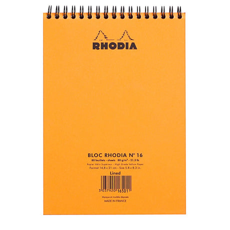 Rhodia Classic Orange Wiro Notepad - Lined - SCOOBOO - RHCLC_ORN_NP_148X210_LINE_16501C - Notepad