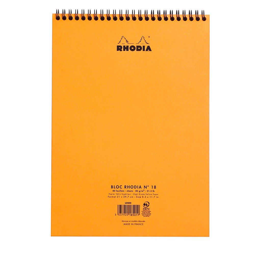 Rhodia Classic Orange Wiro Notepad - Lined - SCOOBOO - RH18501C_CL_ORN_LRL_NPA4_297210_NP - Notepad