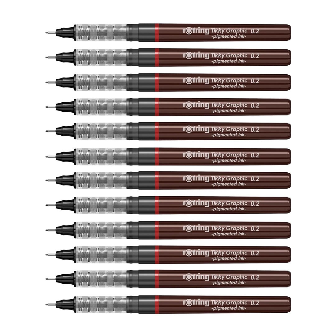 Rotring Tikky Graphic Fineliners - Pack of 12 - SCOOBOO - 1904752 - TGM - Fineliners